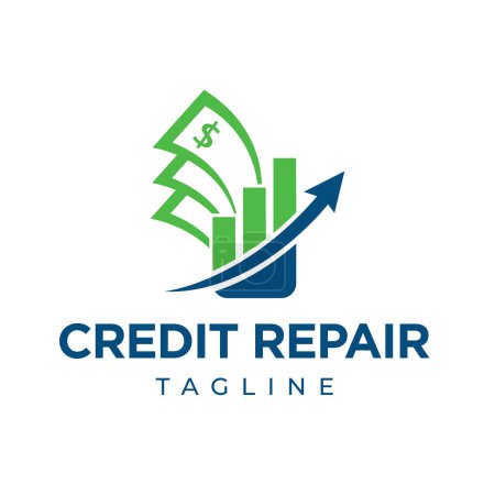 Reparación de crédito y finanzas empresariales logotipo diseños plantilla aislado fondo