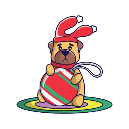 Illustration for Cute Christmas dog in Christmas costume illustration vector - Royalty Free Image