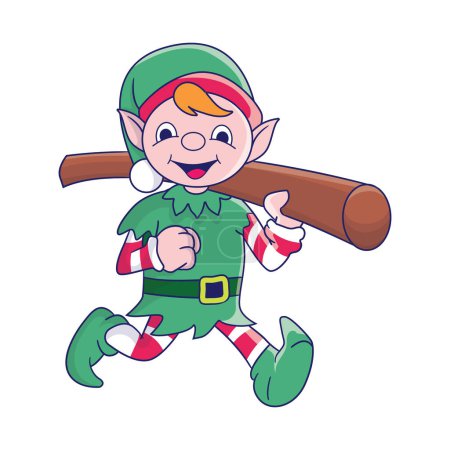 Téléchargez les illustrations : Drôle de personnage d'elfe de Noël, mignon santas elfes aidants. - en licence libre de droit