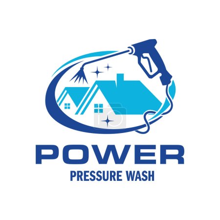Téléchargez les photos : Logo de pulvérisation de lavage à pression. Modèle graphique vectoriel d'illustration de lavage de puissance professionnelle - en image libre de droit
