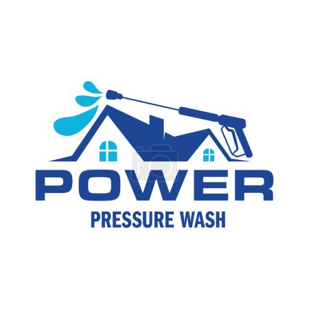 Diseño del logotipo del spray de lavado de potencia a presión. Profesional de lavado de energía Ilustración vector plantilla gráfica