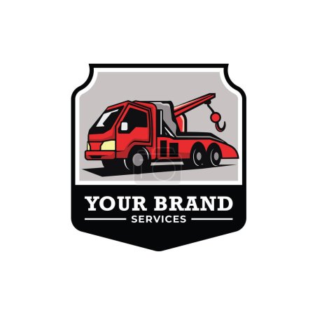 Téléchargez les photos : Modèle de logo de remorquage camion. Logo approprié pour les entreprises liées à l'industrie des services automobiles - en image libre de droit