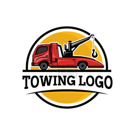 Illustration for Truck towing logo template. Suitable logo for business related to automotive service business industry - Royalty Free Image