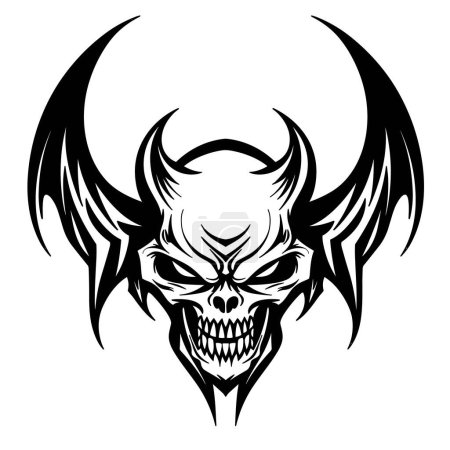Illustration for A demon skull with wings in a vintage style of illustration - Royalty Free Image
