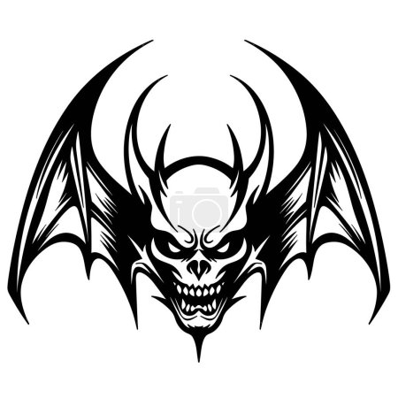 Illustration for A devil skull with wings in a vintage style of illustration - Royalty Free Image