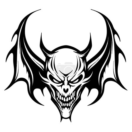 Illustration for A scary skull with wings in a vintage style of illustration - Royalty Free Image
