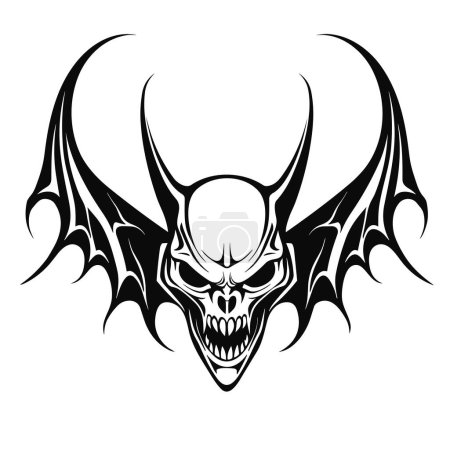 Illustration for A devil head with wings in a vintage style mascot of illustration - Royalty Free Image