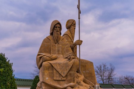 Photo for Svalyava, Transcarpathia, Ukraine - March 3, 2024 - Monument to Saints Equal-to-the-Apostles Cyril and Methodius - Royalty Free Image