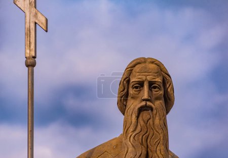 Photo for Svalyava, Transcarpathia, Ukraine - March 3, 2024 - Monument to Saints Equal-to-the-Apostles Cyril and Methodius - Royalty Free Image