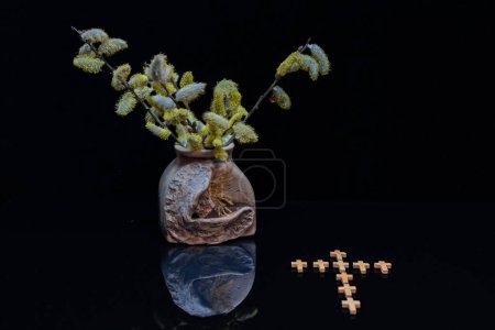 Photo for Easter still life with flowering maple branches - Royalty Free Image