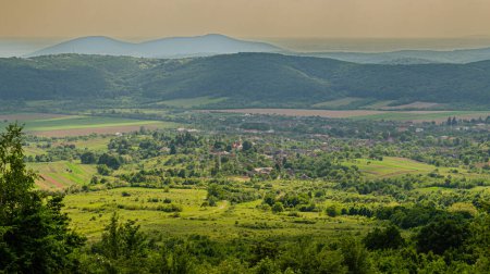 Spring landscape of the village taken from the hill