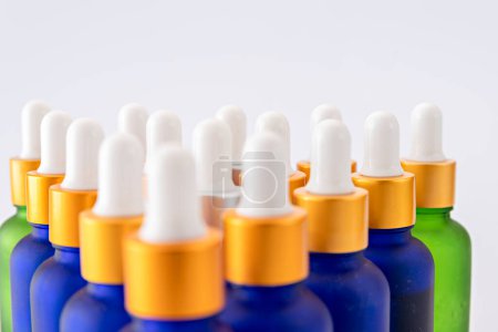 Photo for Plastic rubber of solution bottle made from polymer. White rubber for closing bottles. - Royalty Free Image