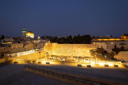 Photo for Israel, Sacred Western Wall Kotel in Jerusalem Old City known as Wailing Wall and Al Buraq Wall. - Royalty Free Image