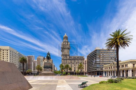Photo for Uruguay, Montevideo Independence Square in historic city center, a famous tourism attraction. - Royalty Free Image