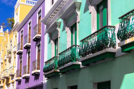 Photo for Puerto Rico colorful colonial architecture in historic city center. - Royalty Free Image