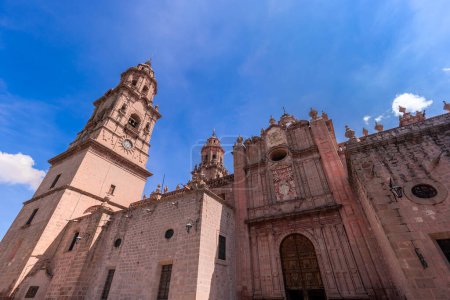 Mexico, Morelia, popular tourist destination Morelia Cathedral on Plaza de Armas in historic center.