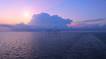 Photo for Cruise ship heading to Caribbean islands cruise vacation from Miami, Florida, USA. - Royalty Free Image