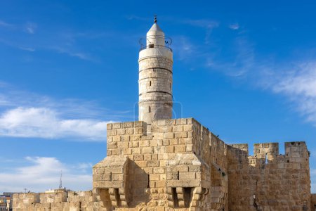 Photo for Jerusalem, Israel, landmark citadel Migdal David Tower of David in Old City near Jaffa Gate. - Royalty Free Image