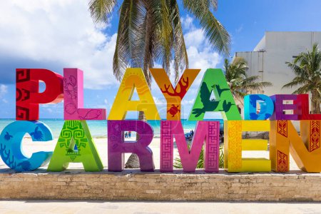 Mexico, scenic beaches playas and hotels of Playa del Carmen, popular tourism vacation destination.