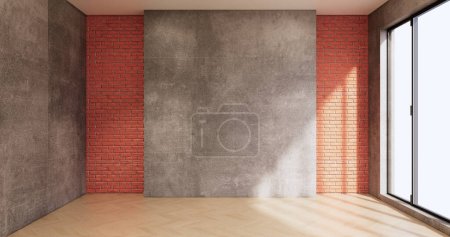 Foto de Arquitectura y concepto interior Sala vacía y pared de granito y muro de hormigón fondo Ilustración 3D representación - Imagen libre de derechos
