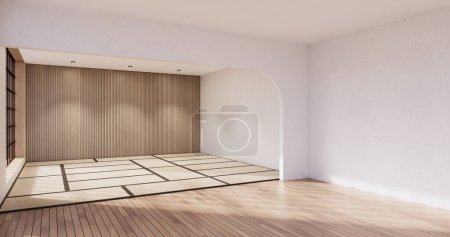 Foto de Japón estilo Gran sala de estar en habitación de lujo japandi estilo decoration.3D rendering - Imagen libre de derechos