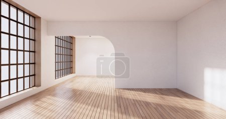 Foto de Japón estilo Gran sala de estar en habitación de lujo japandi estilo decoration.3D rendering - Imagen libre de derechos