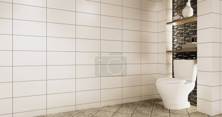 Photo for Granite Tiles white and black wall design Toilet, room modern style. 3D illustration rendering - Royalty Free Image