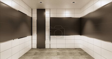 Téléchargez les photos : Tuiles de granit blanc et noir design mural Toilettes, chambre de style moderne. rendu illustration 3D - en image libre de droit