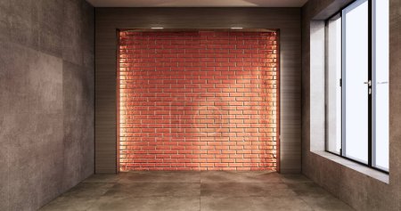 Foto de Arquitectura y concepto interior Sala vacía y pared de granito y muro de hormigón fondo Ilustración 3D representación - Imagen libre de derechos