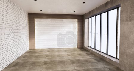 Photo for Architecture and interior concept Empty room and granite wall and concrete wall background 3D illustration rendering - Royalty Free Image