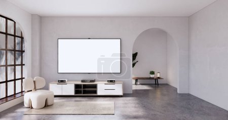 Photo for Wooden cabinet in Muji empty room, Japandi minimal designs. 3D rendering - Royalty Free Image