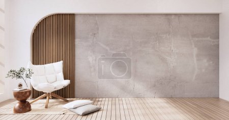 Téléchargez les photos : Canapé Muji et décoration wabisabi sur intérieur de chambre japandi .3D rendu - en image libre de droit