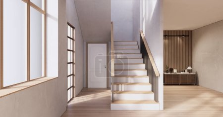 Téléchargez les photos : Style Muji, Chambre vide en bois, Nettoyage intérieur de la chambre japandi. - en image libre de droit