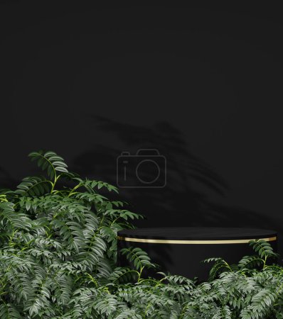 Photo for Black Empty podium Blank product shelf standing backdrop. - Royalty Free Image