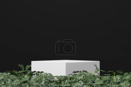 Photo for Black Empty podium Blank product shelf standing backdrop. 3D rendering. - Royalty Free Image
