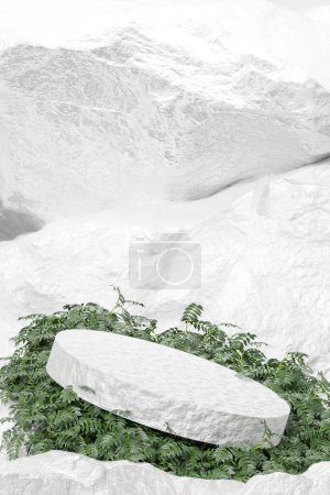 Téléchargez les photos : Podium vide blanc étagère de produit vierge debout toile de fond. rendu 3D. - en image libre de droit