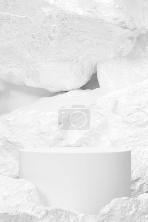 Photo for Empty whaite podium Blank product shelf standing backdrop. 3D rendering. - Royalty Free Image