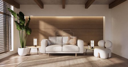 Téléchargez les photos : Style minimaliste Muji, Chambre vide en bois, Nettoyage intérieur de la chambre japandi. - en image libre de droit