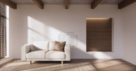 Foto de Mínimo estilo Muji, habitación de madera vacía, limpieza interior de la habitación japandi. - Imagen libre de derechos