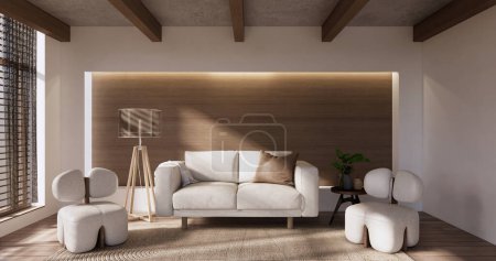 Photo for Minimal Muji style, Empty wooden room,Cleaning japandi room interior. - Royalty Free Image
