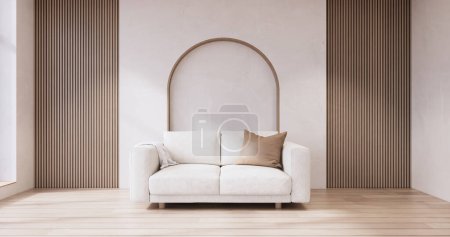 Photo for Minimal Muji style, Empty wooden room,Cleaning japandi room interior. - Royalty Free Image