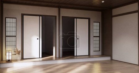 Photo for Muji style, Empty wooden room,Cleaning japandi room interior, - Royalty Free Image