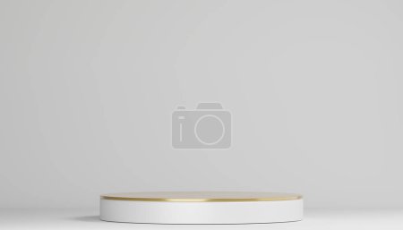 Photo for White podium show cosmetic product geometric. - Royalty Free Image