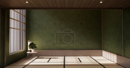 Téléchargez les photos : Vide - Nettoyer la chambre moderne verte style japonais. - en image libre de droit