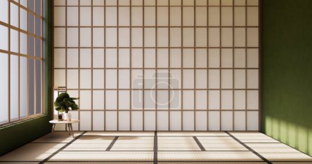 Téléchargez les photos : Vide - Nettoyer la chambre moderne verte style japonais. - en image libre de droit