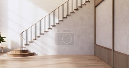 Téléchargez les photos : Style Muji, Chambre vide en bois, Nettoyage intérieur de la chambre japandi, - en image libre de droit