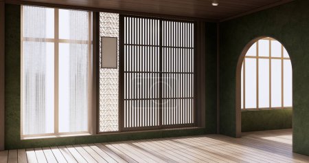 Photo for Empty - Clean green modern room japanese style. - Royalty Free Image