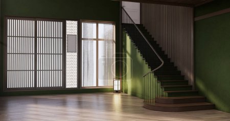 Foto de Vacío - Limpio verde habitación moderna estilo japonés. - Imagen libre de derechos