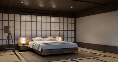 Foto de Dormitorio moderno y tranquilo. dormitorio de estilo japón. - Imagen libre de derechos