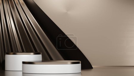 Photo for Abstract Podium minimal geometric white and gold - Royalty Free Image